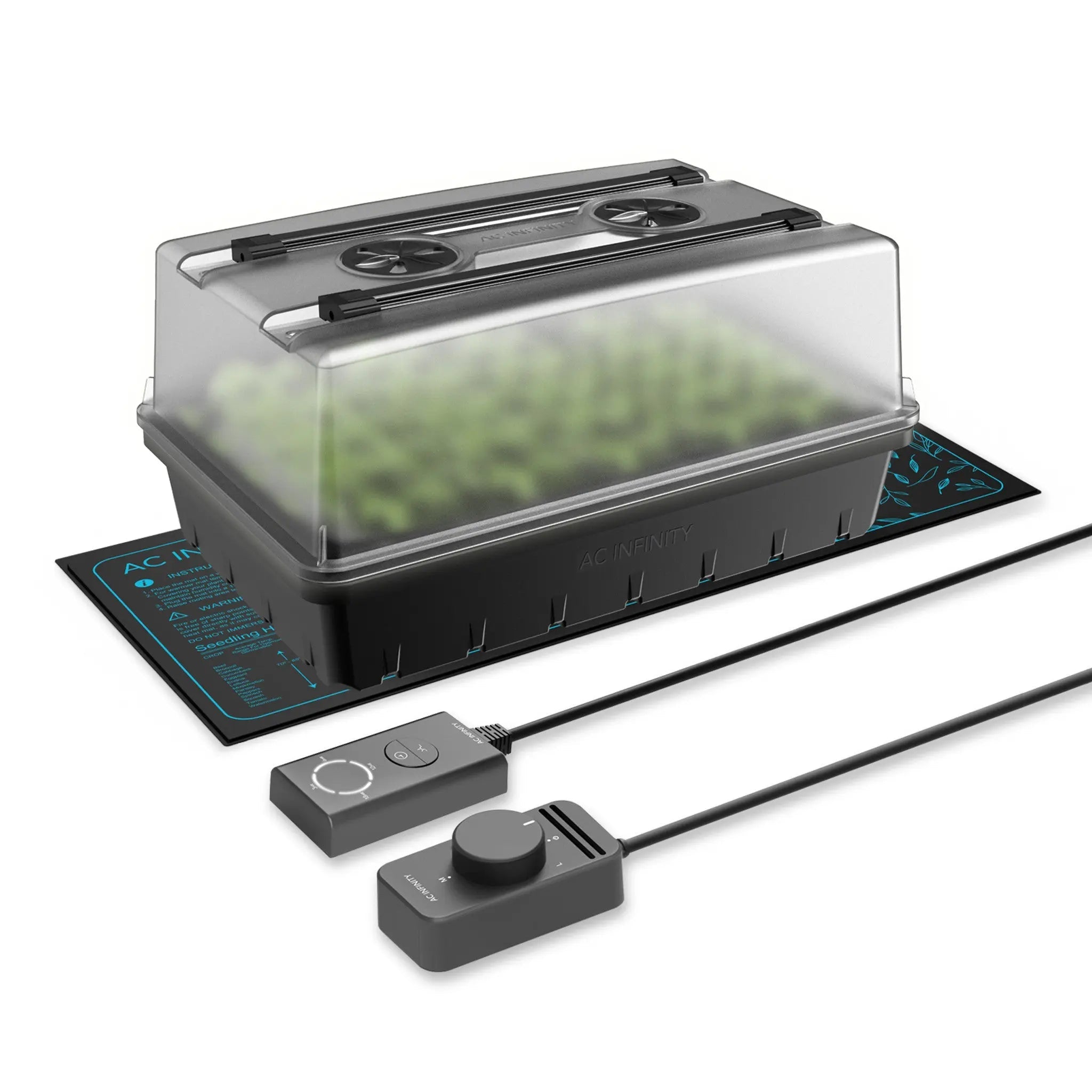 AC Infinity Germination Kit With Seedling Mat and LED Grow Light Bars, 5x8 Cell Tray