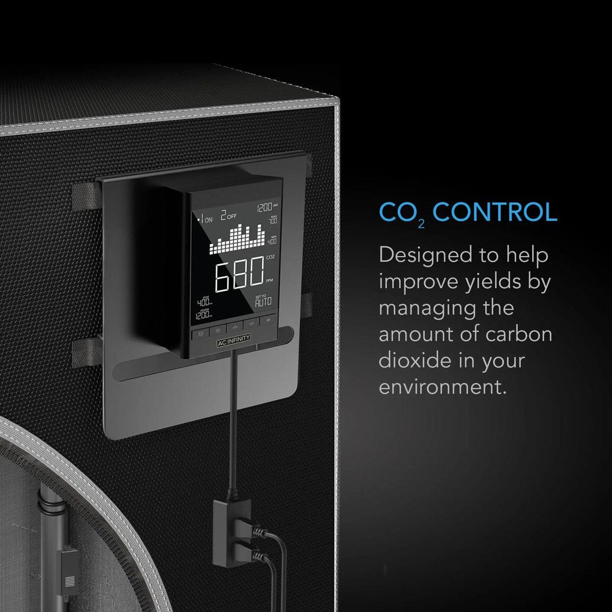 AC Infinity Smart Outlet Carbon Dioxide Monitor and Controller for CO2 Regulators and Inline Fans