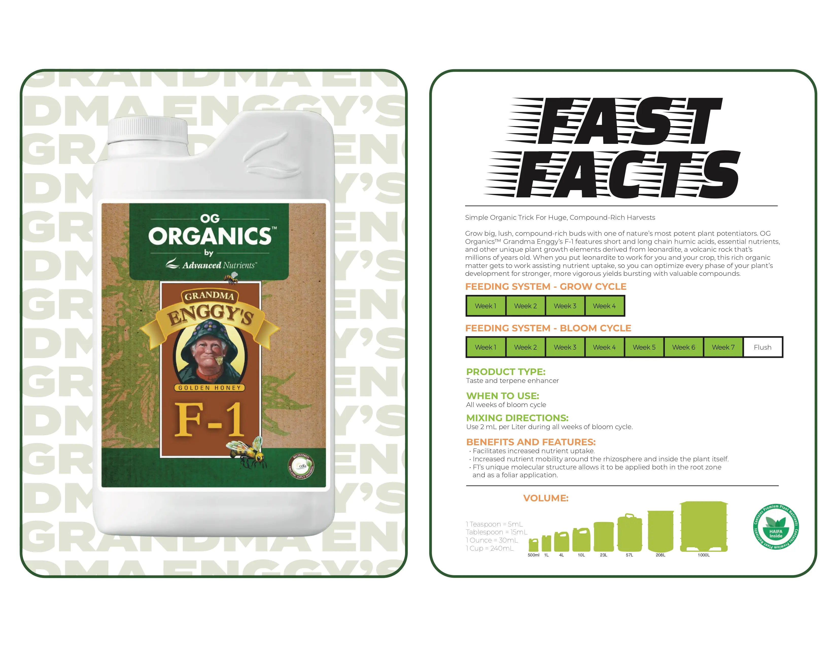 Advanced Nutrients Grandma Enggy's F-1® OG Organics, 1L Advanced Nutrients