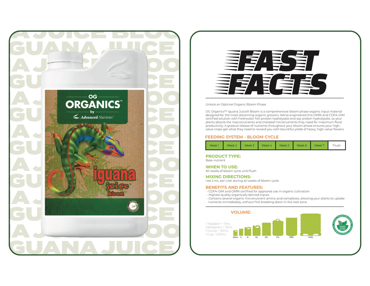 Advanced Nutrients Iguana Juice Bloom OG Organics, 1L Advanced Nutrients