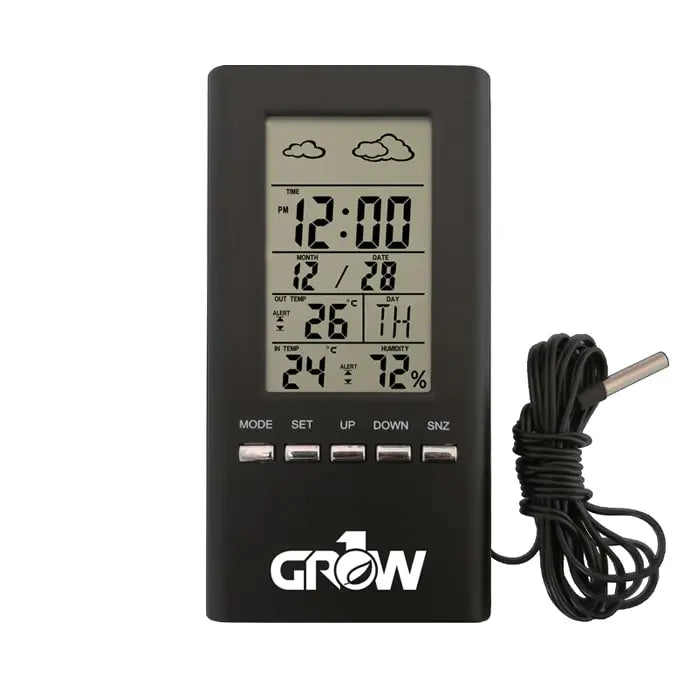 GROW1 Indoor & Outdoor Temperature And Humidity Hygrometer w/ Probe