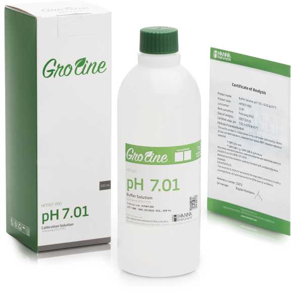HANNA® Groline pH 7.01 Calibration Buffer, 500 mL Hanna Instruments